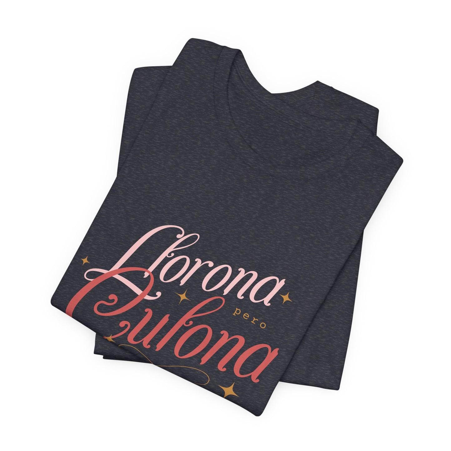 Corona Cubana Script Tee — Retro Cuban Text Graphic T-Shirt