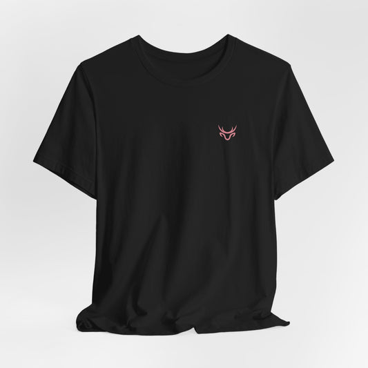 Bow Back Tee — Pink Vintage Ribbon "PRAERIE" Graphic T-Shirt