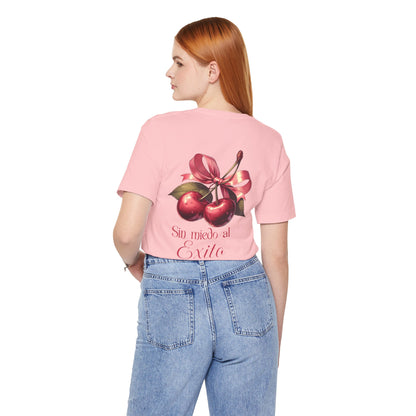 Cherry Ribbon Tee — "Sin miedo al Exito" Inspirational Graphic T-Shirt