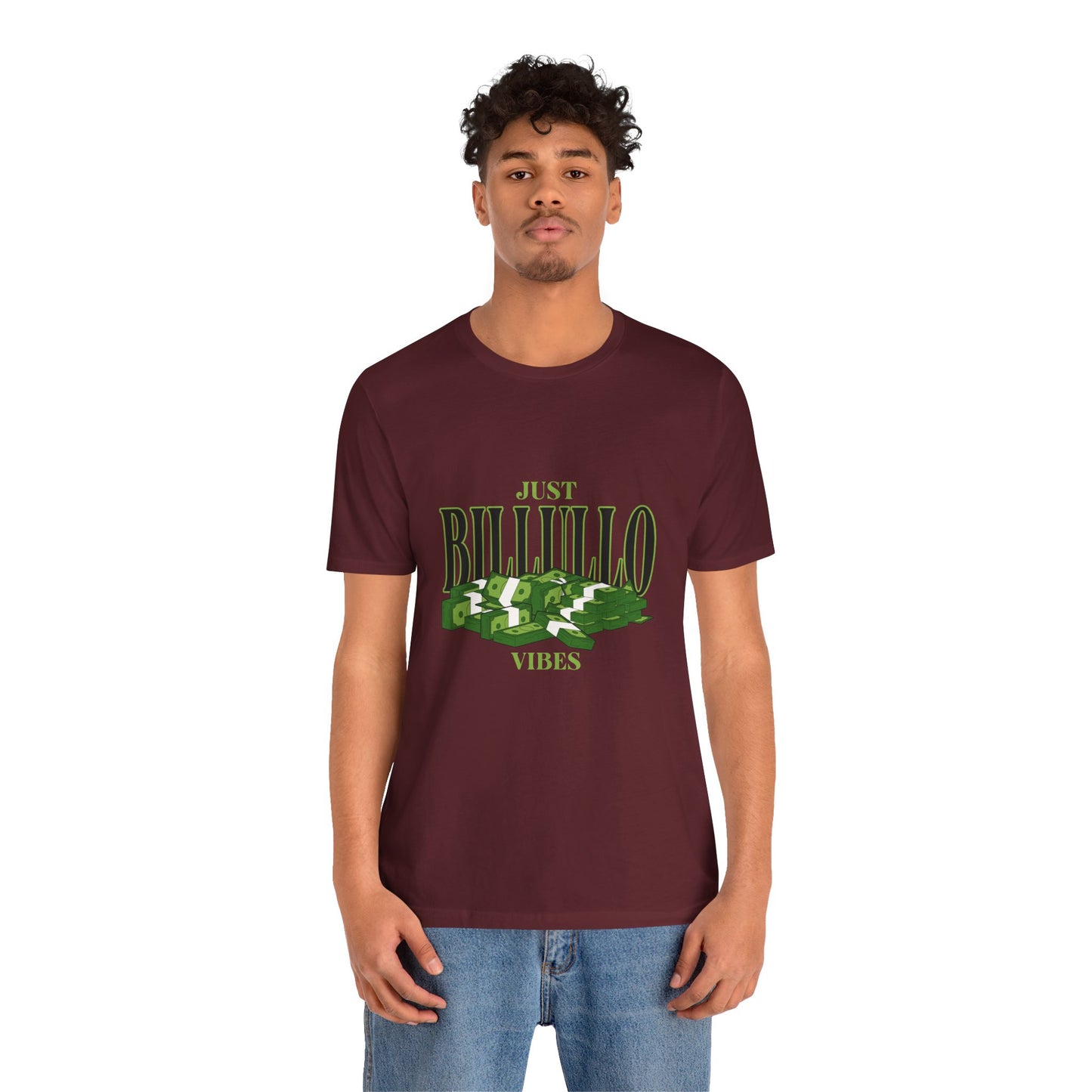 Just Billullo Vibes Tee — Green Camo Money Graphic T-Shirt