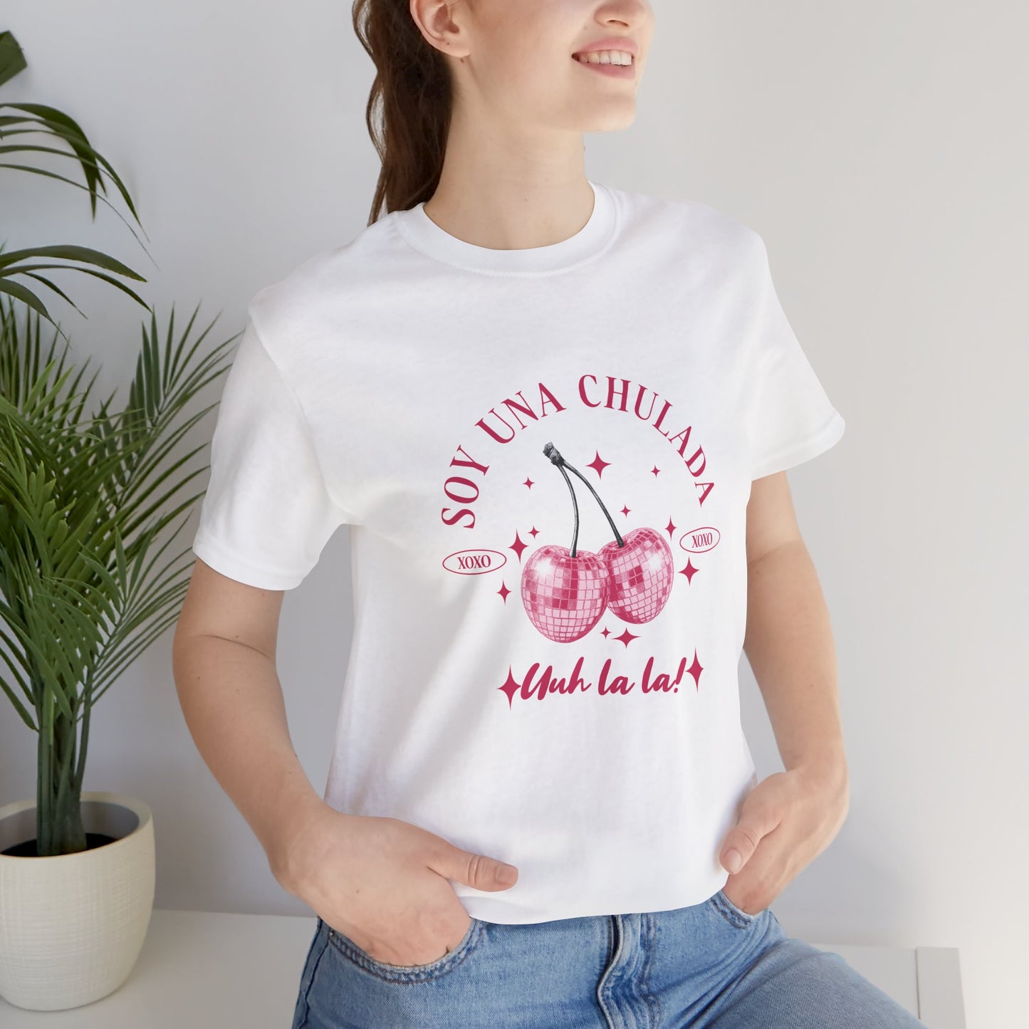 Soy Una Chulada Cherry Tee — Sparkling Pink Disco Cherries "Uh La La" T‑Shirt