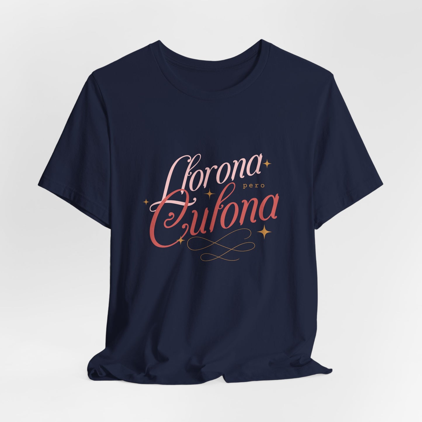 Corona Cubana Script Tee — Retro Cuban Text Graphic T-Shirt