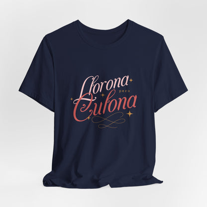 Corona Cubana Script Tee — Retro Cuban Text Graphic T-Shirt