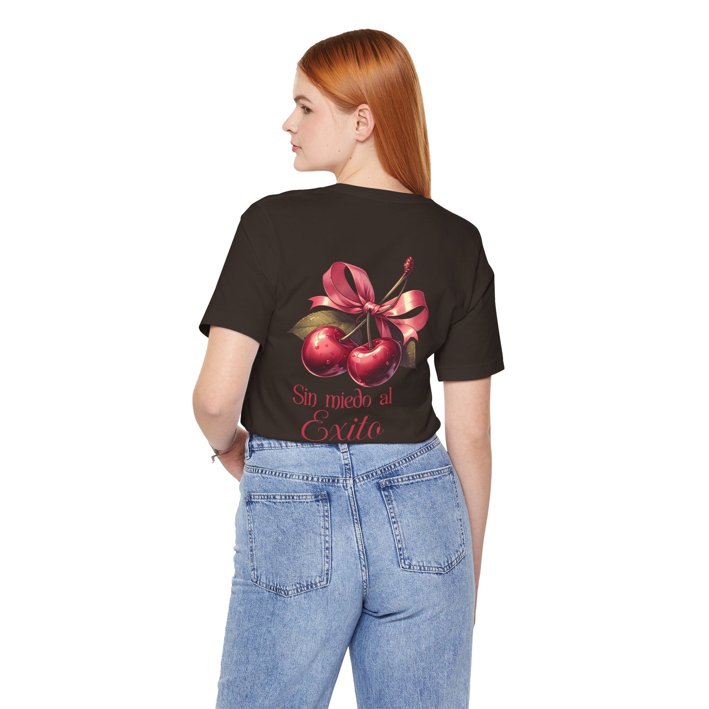 Cherry Ribbon Tee — "Sin miedo al Exito" Inspirational Graphic T-Shirt