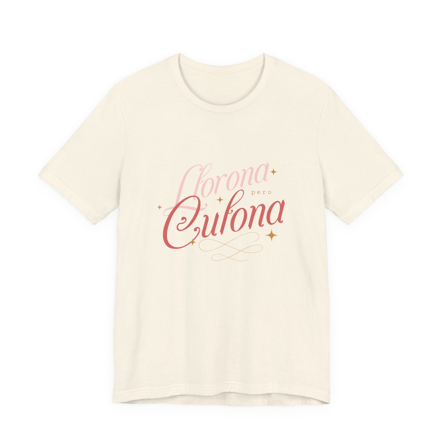 Corona Cubana Script Tee — Retro Cuban Text Graphic T-Shirt