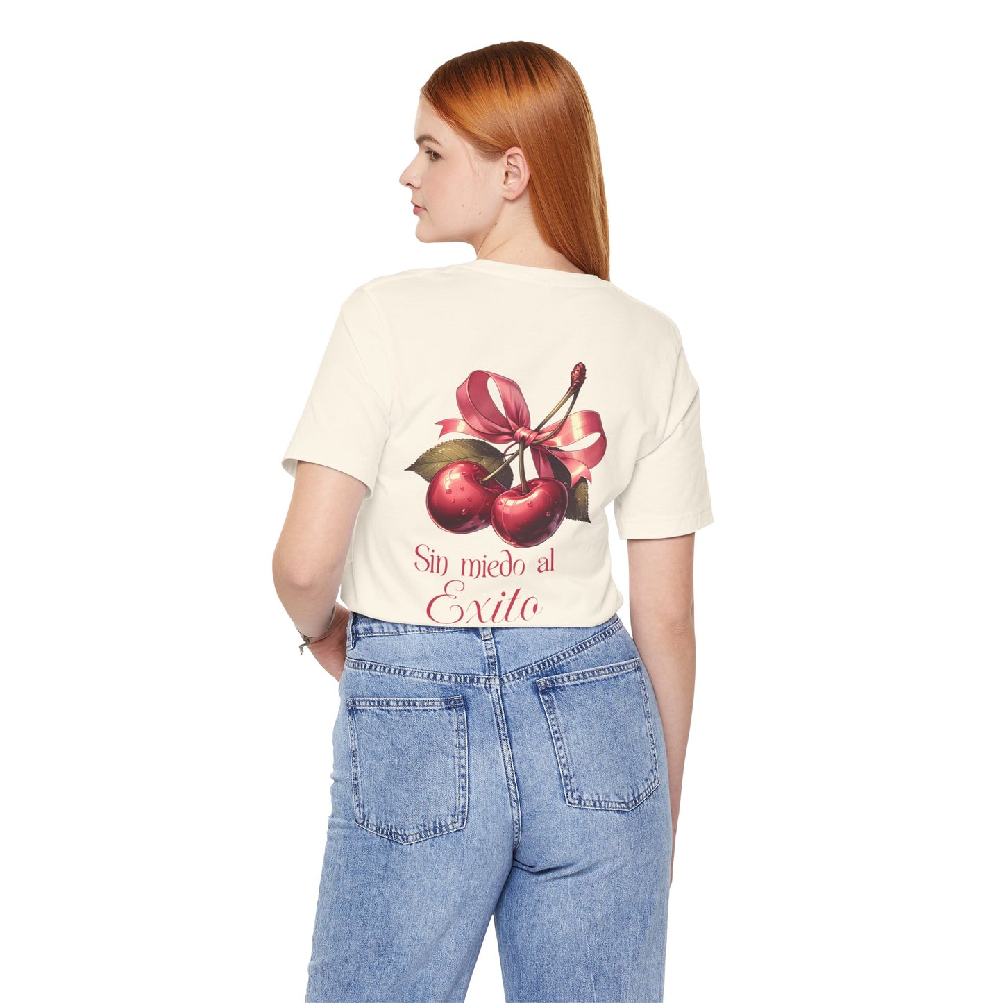 Cherry Ribbon Tee — "Sin miedo al Exito" Inspirational Graphic T-Shirt