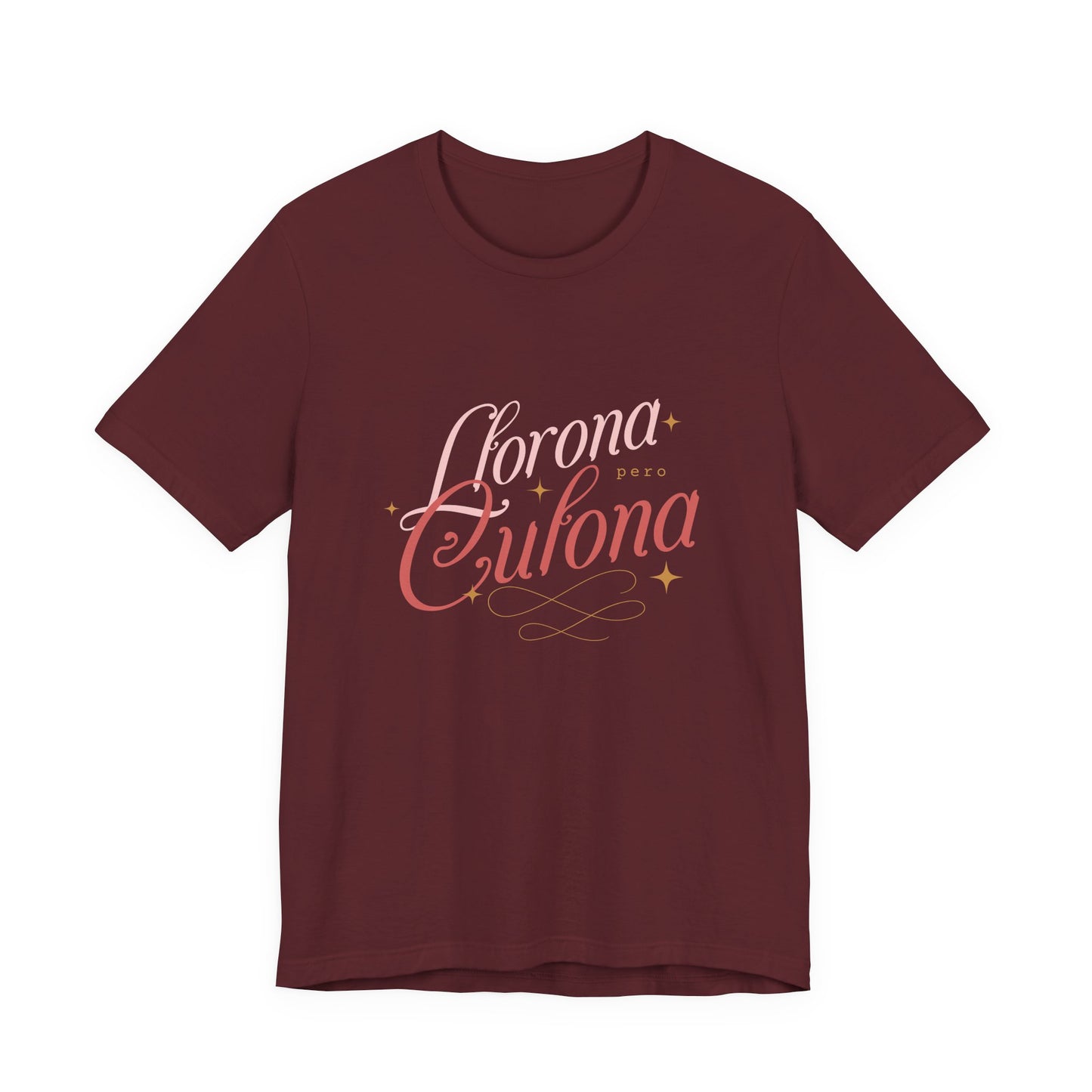 Corona Cubana Script Tee — Retro Cuban Text Graphic T-Shirt