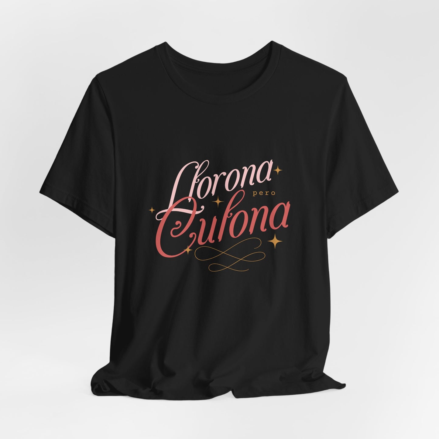 Corona Cubana Script Tee — Retro Cuban Text Graphic T-Shirt