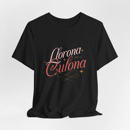 Corona Cubana Script Tee — Retro Cuban Text Graphic T-Shirt