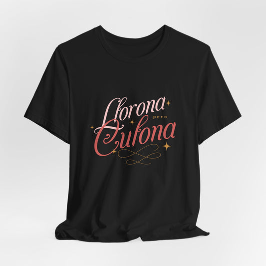 Corona Cubana Script Tee — Retro Cuban Text Graphic T-Shirt