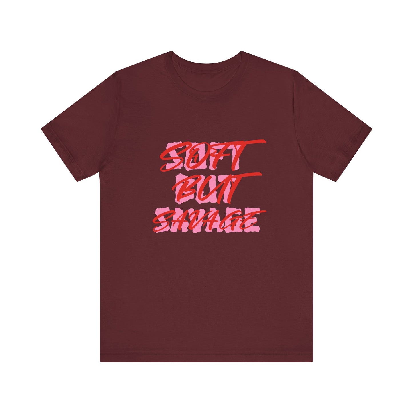 Soft But Savage Tee — Pink Brushstroke Graphic T-Shirt