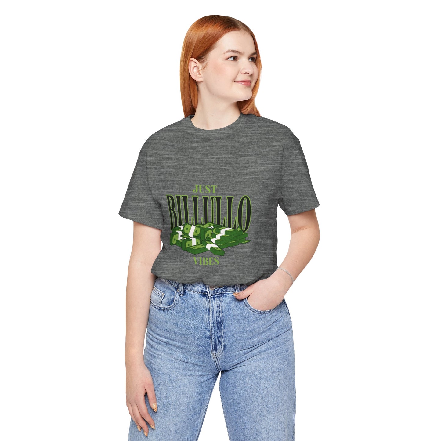 Just Billullo Vibes Tee — Green Camo Money Graphic T-Shirt