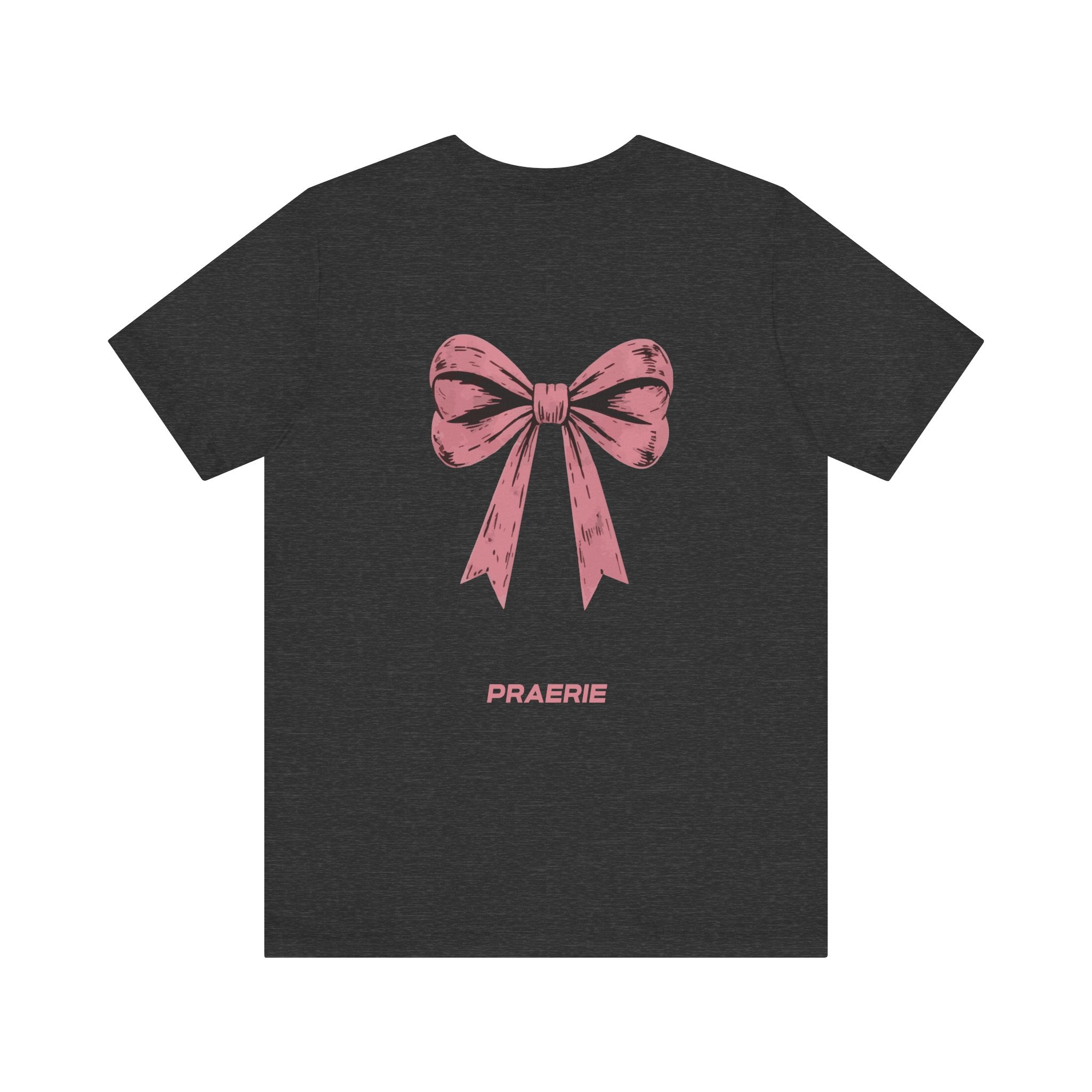 Bow Back Tee — Pink Vintage Ribbon "PRAERIE" Graphic T-Shirt
