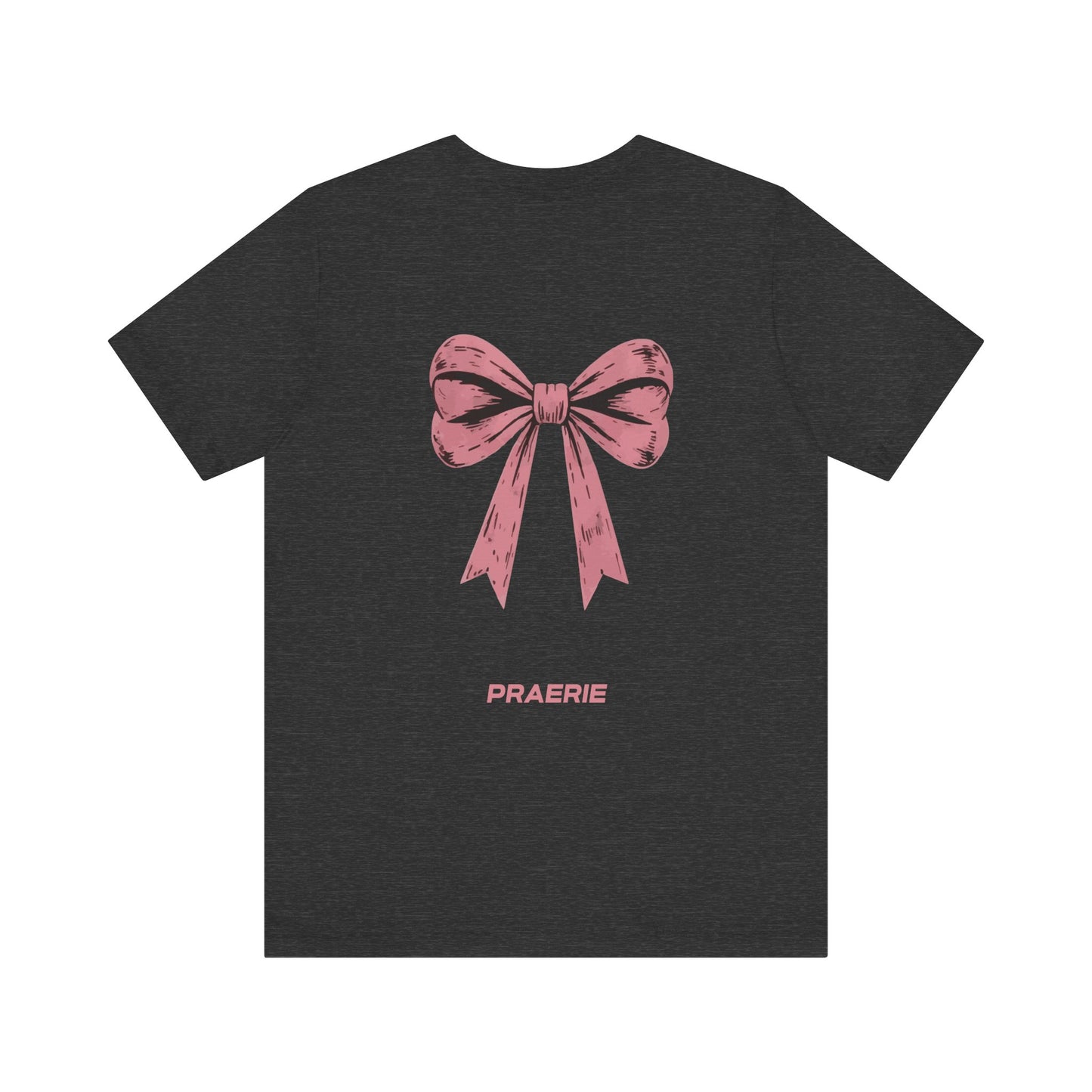 Bow Back Tee — Pink Vintage Ribbon "PRAERIE" Graphic T-Shirt