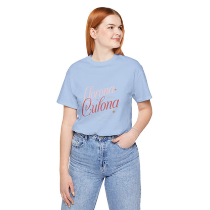 Corona Cubana Script Tee — Retro Cuban Text Graphic T-Shirt