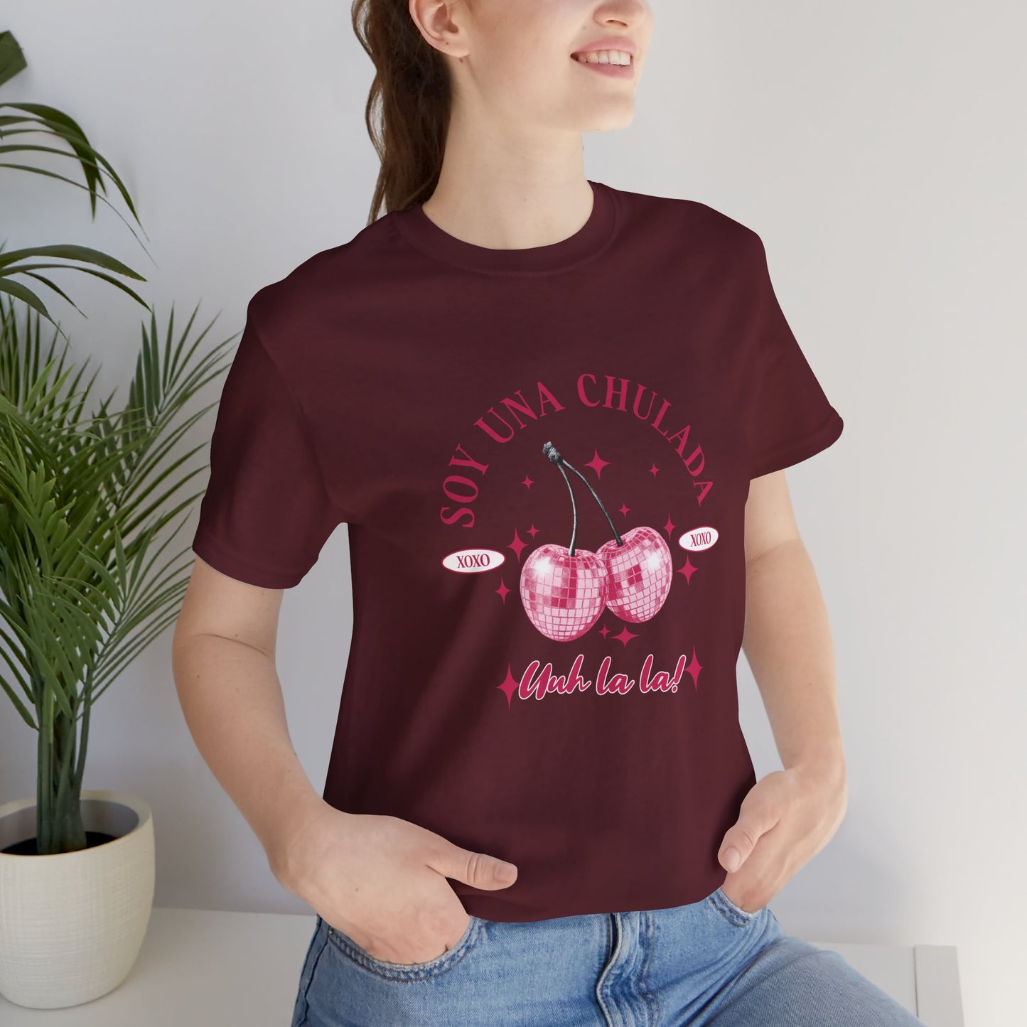 Soy Una Chulada Cherry Tee — Sparkling Pink Disco Cherries "Uh La La" T‑Shirt
