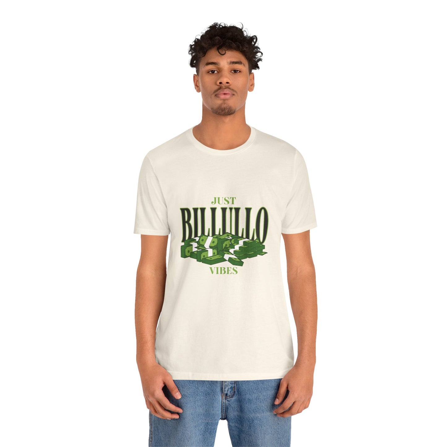 Just Billullo Vibes Tee — Green Camo Money Graphic T-Shirt