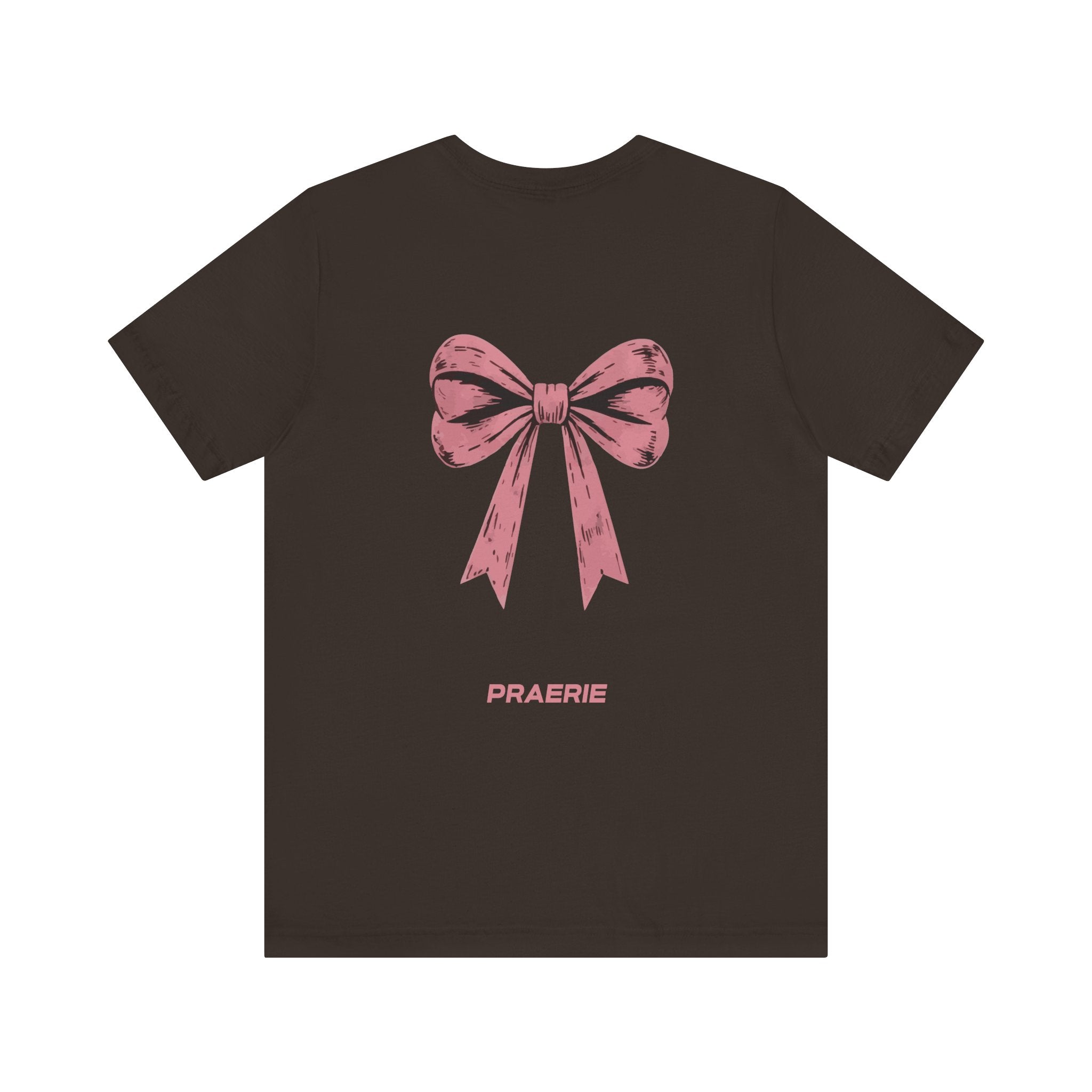 Bow Back Tee — Pink Vintage Ribbon "PRAERIE" Graphic T-Shirt