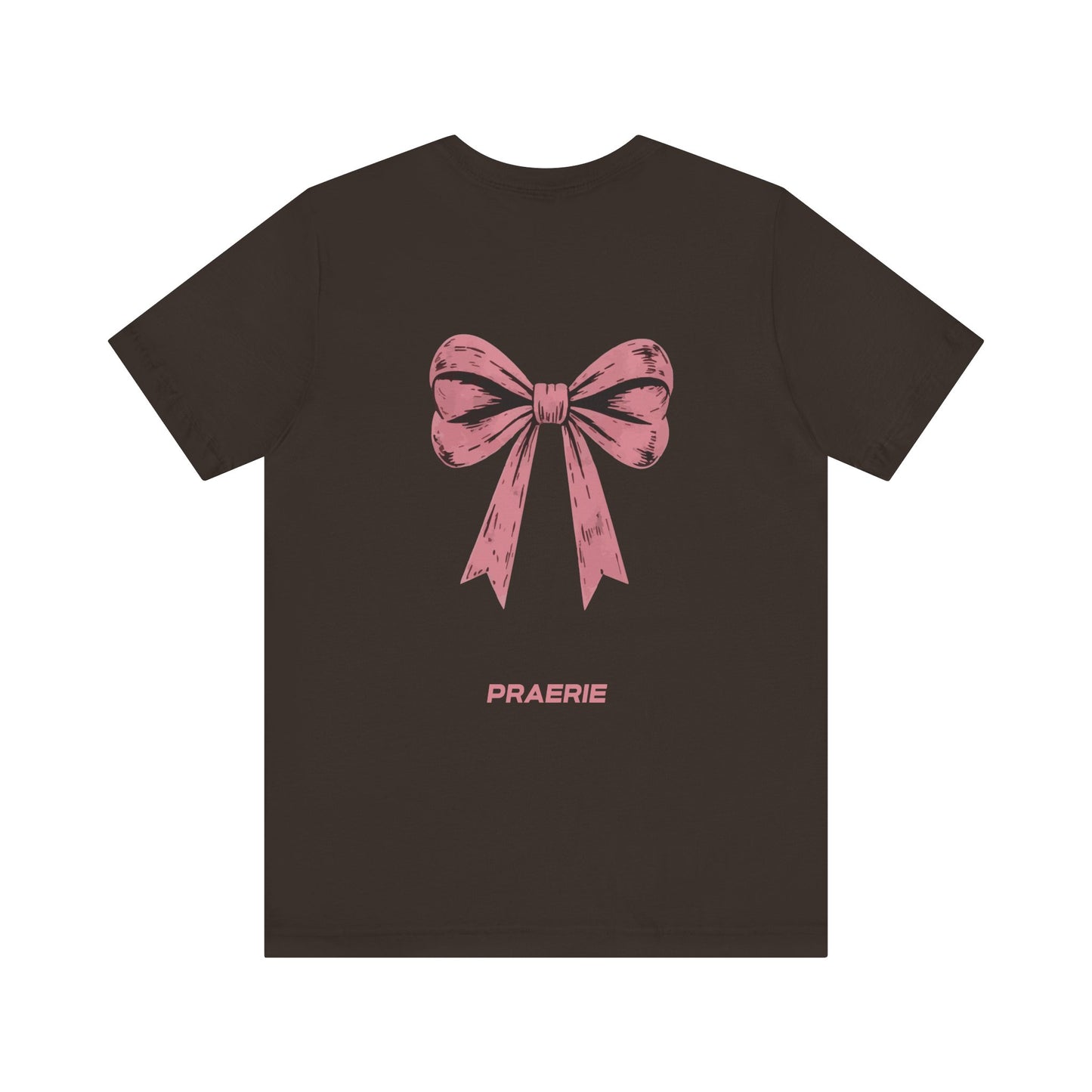 Bow Back Tee — Pink Vintage Ribbon "PRAERIE" Graphic T-Shirt