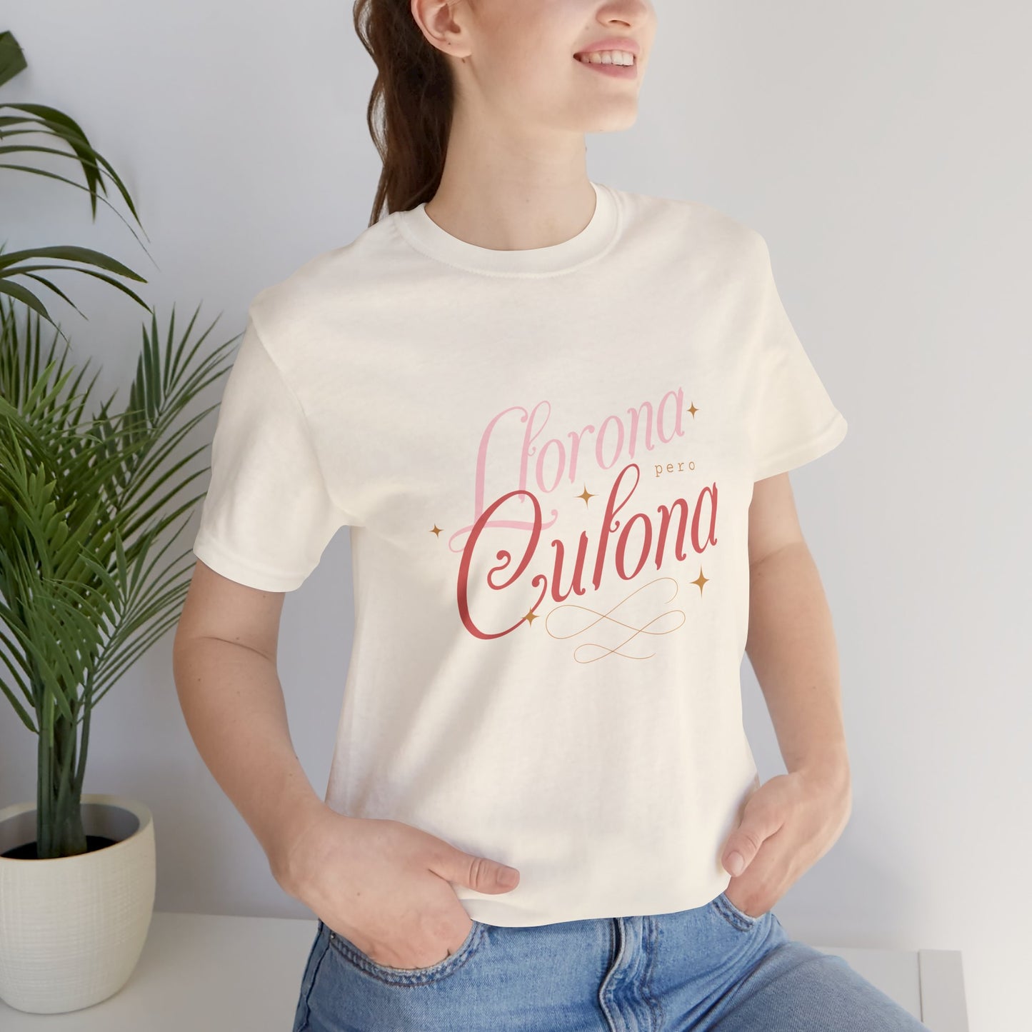 Corona Cubana Script Tee — Retro Cuban Text Graphic T-Shirt