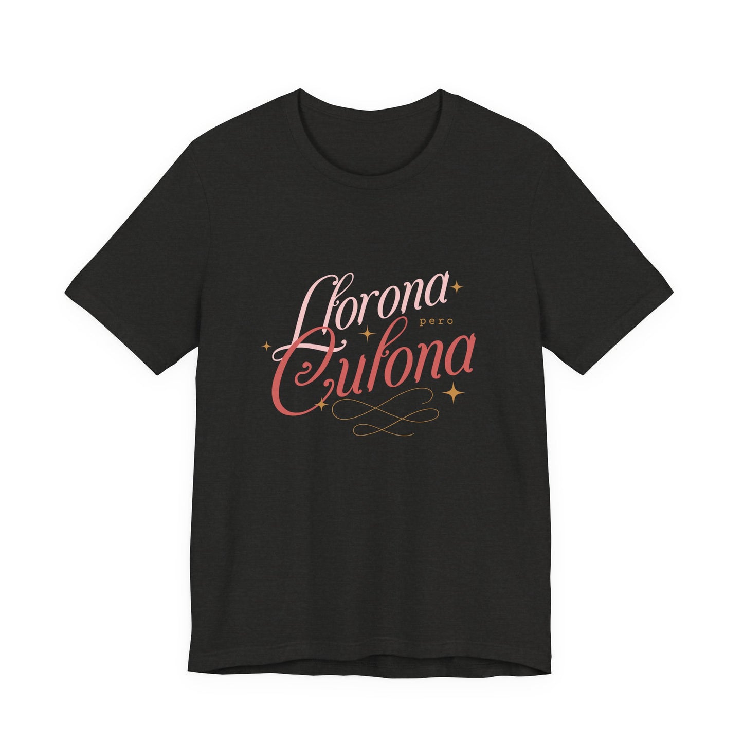 Corona Cubana Script Tee — Retro Cuban Text Graphic T-Shirt
