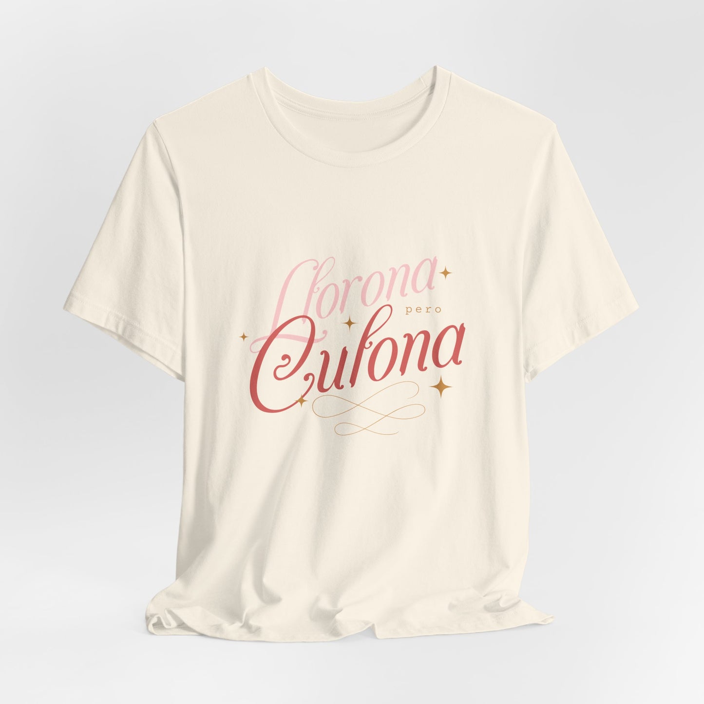 Corona Cubana Script Tee — Retro Cuban Text Graphic T-Shirt