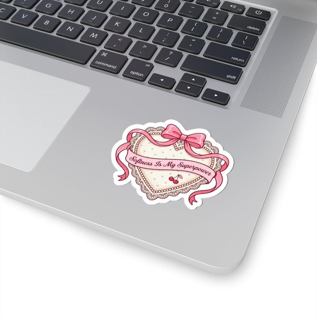 Softness Is My Superpower Sticker | Coquette, pastel bowcore
