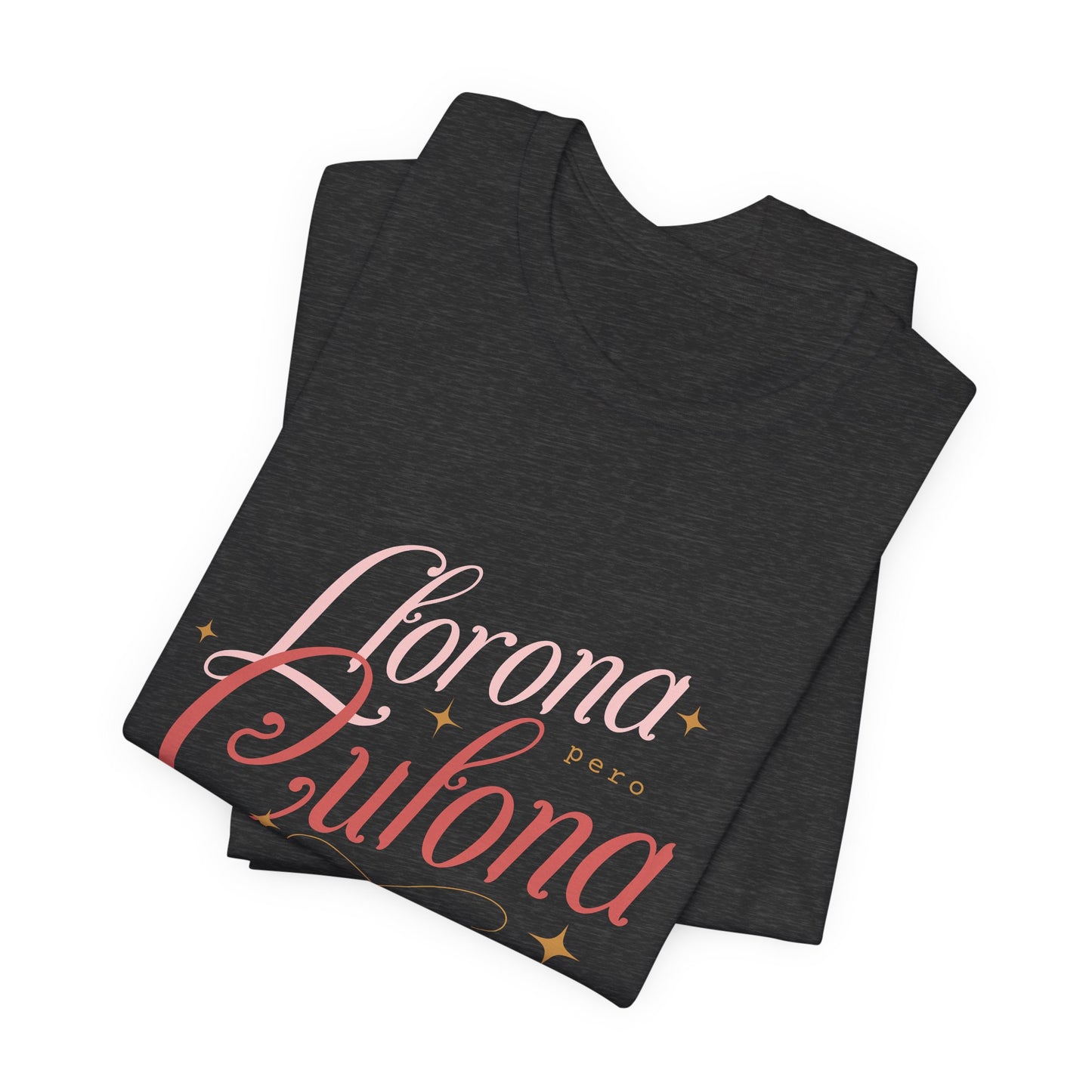 Corona Cubana Script Tee — Retro Cuban Text Graphic T-Shirt