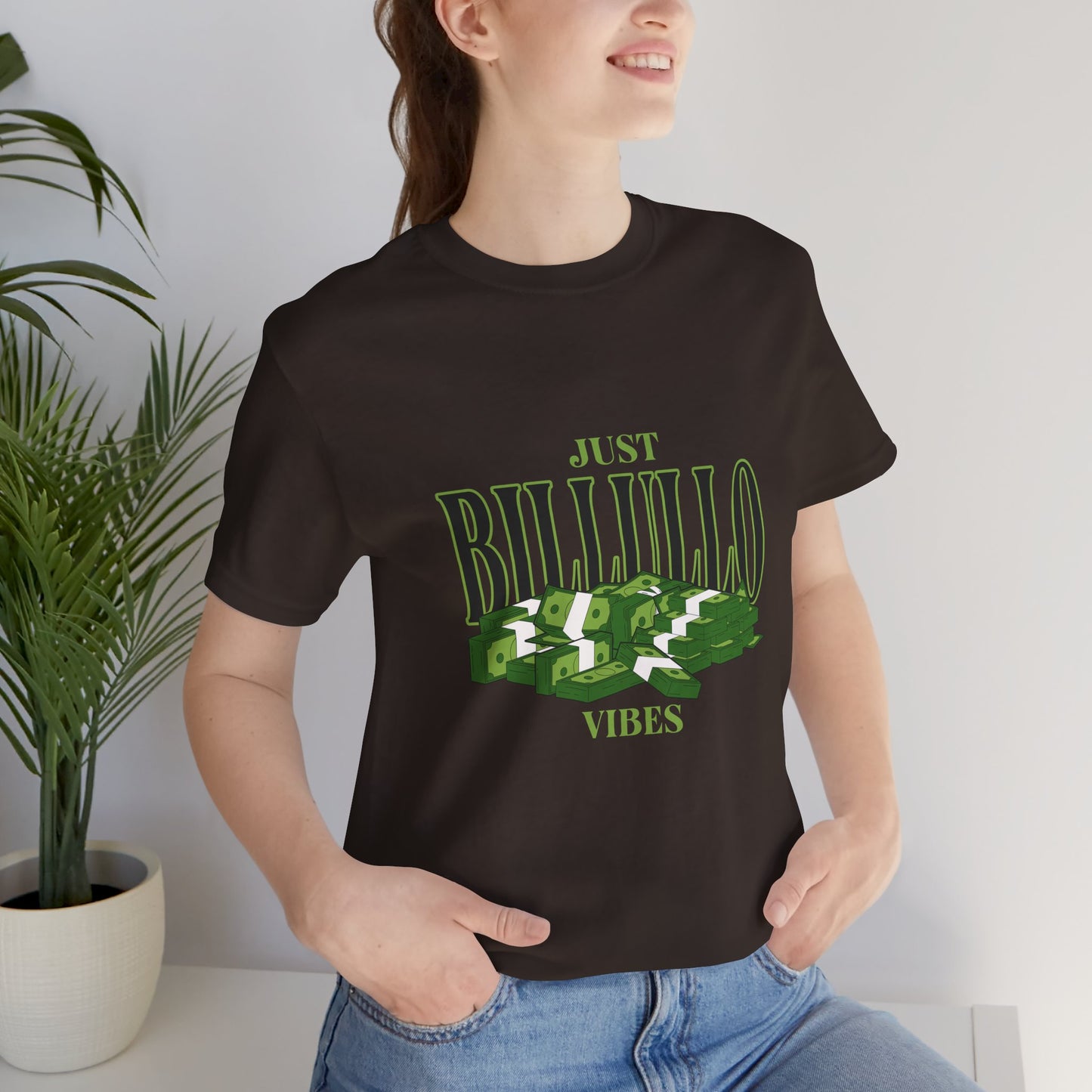 Just Billullo Vibes Tee — Green Camo Money Graphic T-Shirt