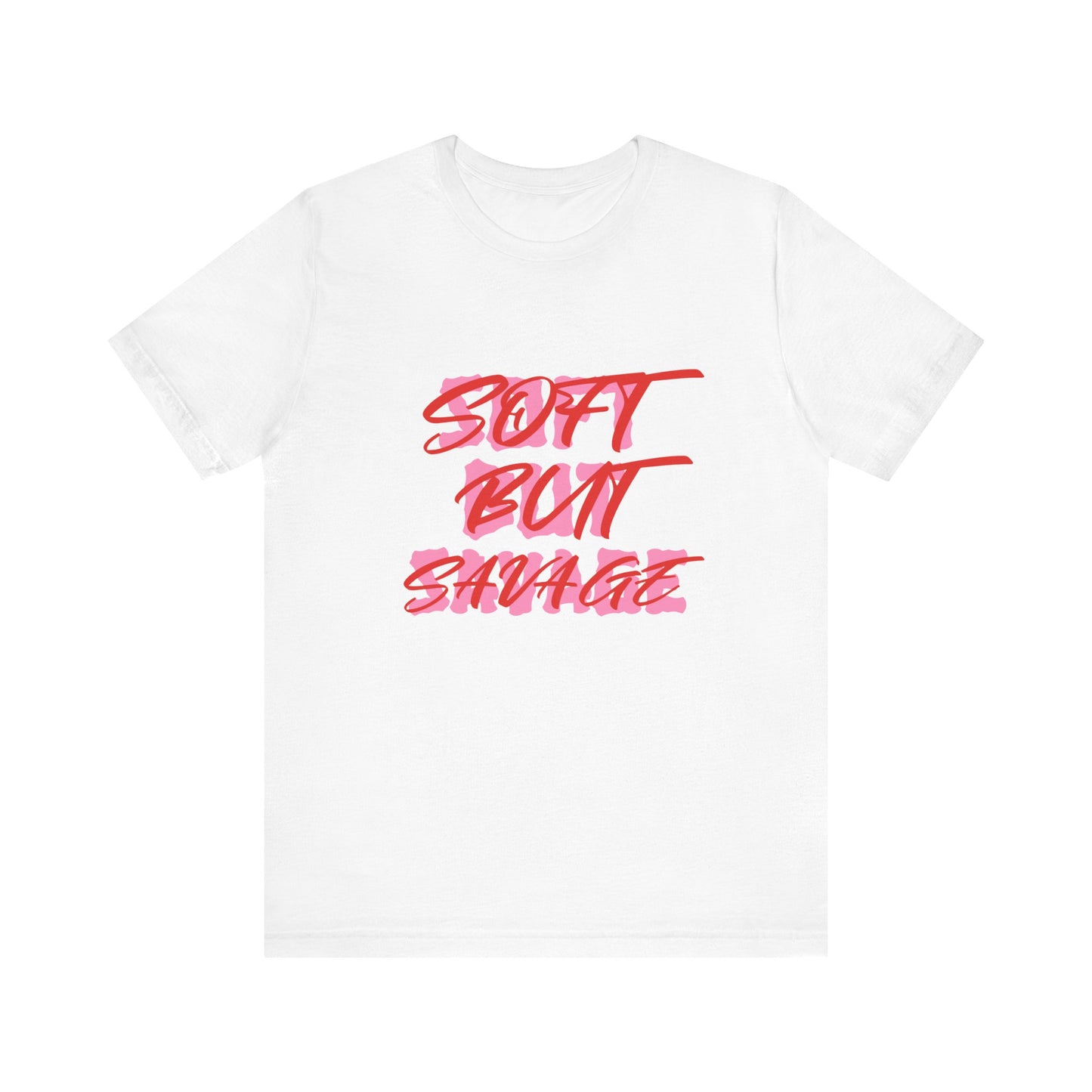 Soft But Savage Tee — Pink Brushstroke Graphic T-Shirt