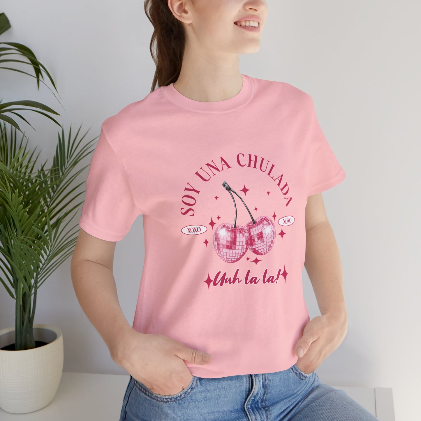 Soy Una Chulada Cherry Tee — Sparkling Pink Disco Cherries "Uh La La" T‑Shirt