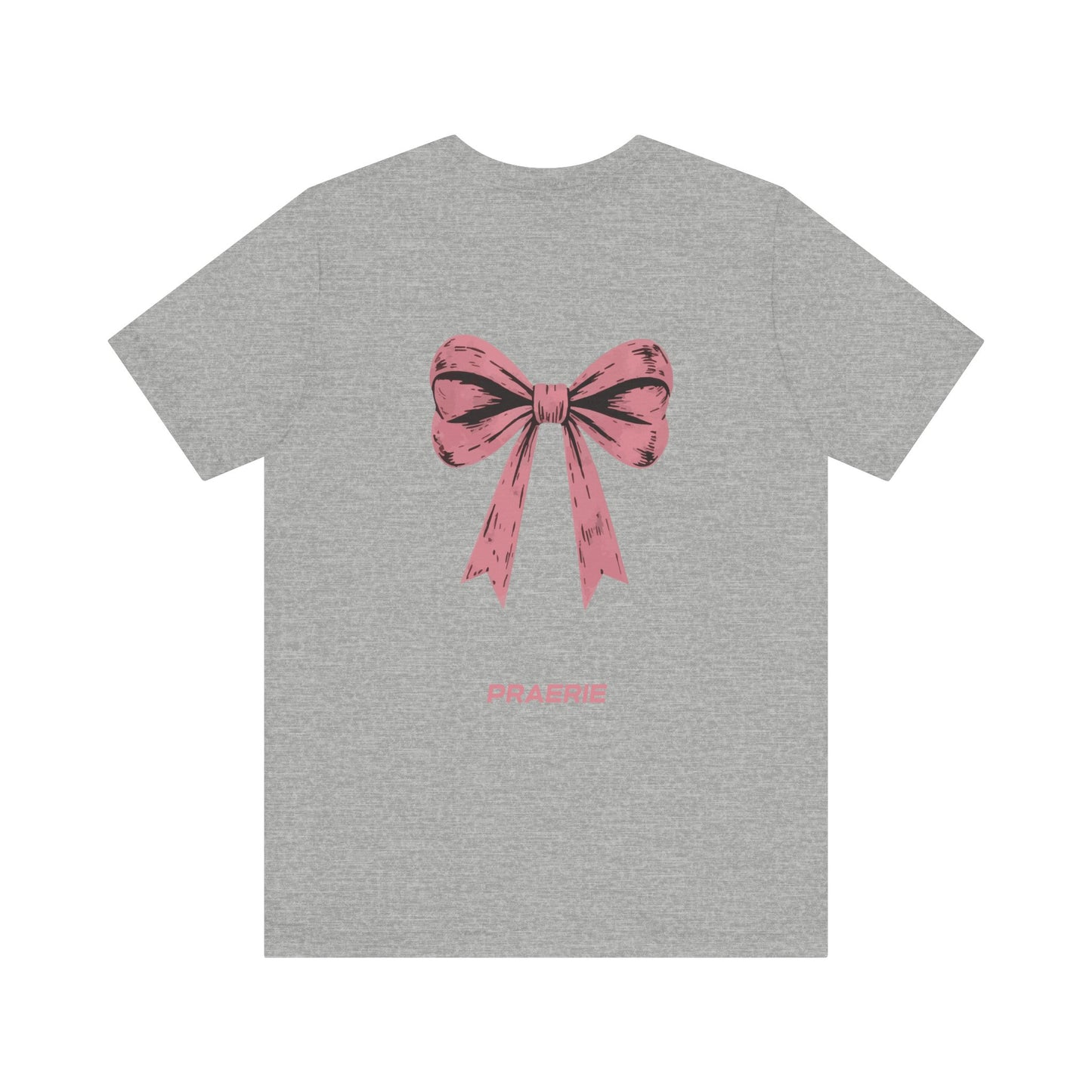 Bow Back Tee — Pink Vintage Ribbon "PRAERIE" Graphic T-Shirt
