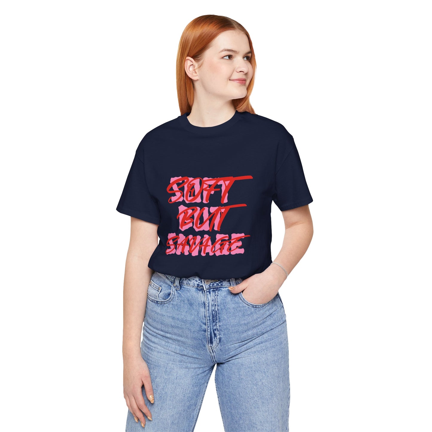 Soft But Savage Tee — Pink Brushstroke Graphic T-Shirt