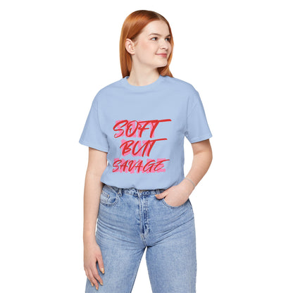Soft But Savage Tee — Pink Brushstroke Graphic T-Shirt