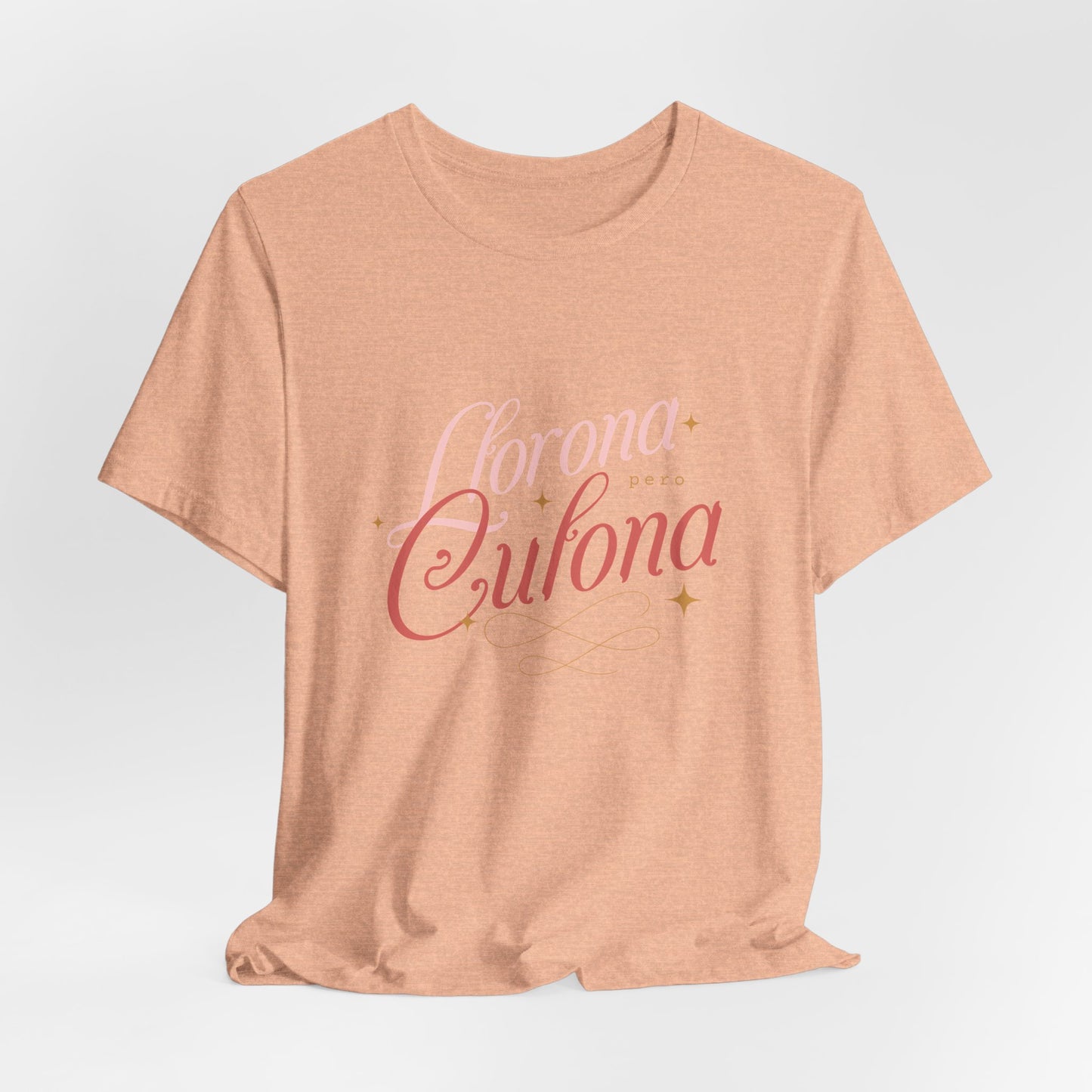 Corona Cubana Script Tee — Retro Cuban Text Graphic T-Shirt
