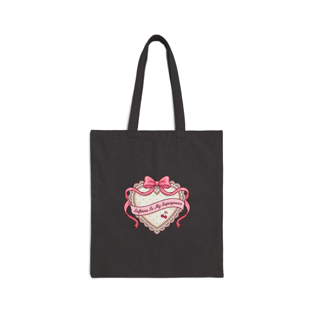 Dainty Ribbon Heart Tote | Coquette, bowcore pastel canvas