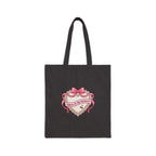 Dainty Ribbon Heart Tote | Coquette, bowcore pastel canvas