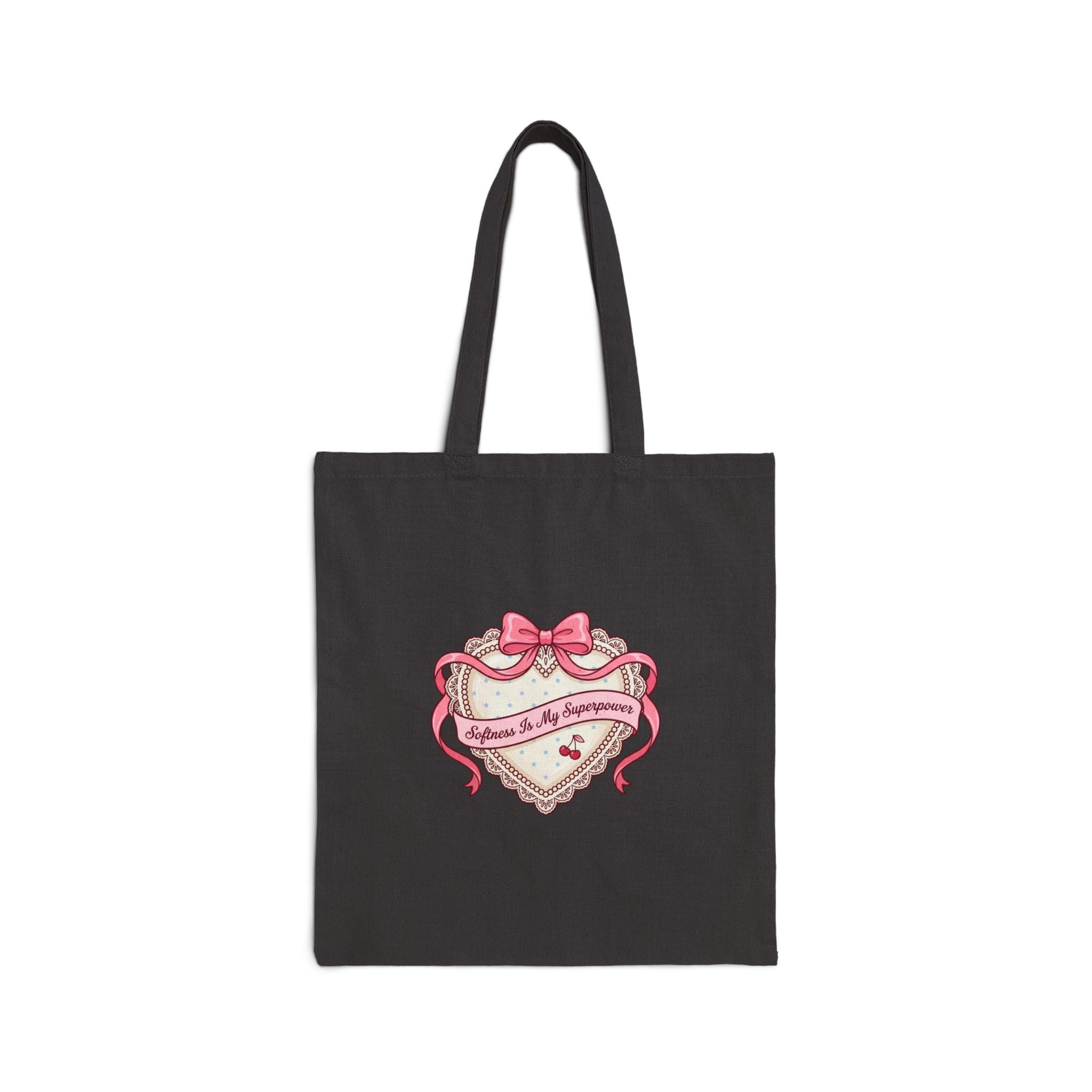 Dainty Ribbon Heart Tote | Coquette, bowcore pastel canvas