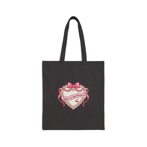 Dainty Ribbon Heart Tote | Coquette, bowcore pastel canvas