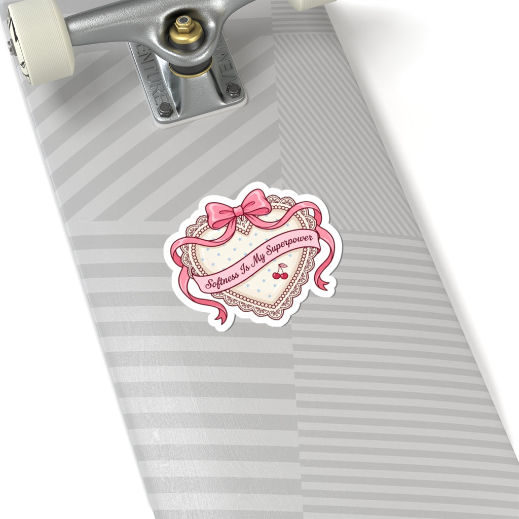 Softness Is My Superpower Sticker | Coquette, pastel bowcore