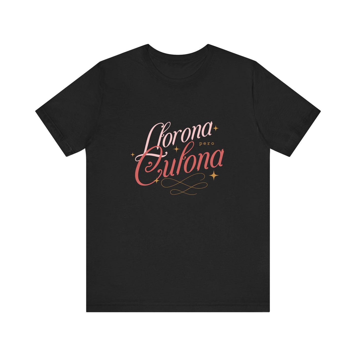 Corona Cubana Script Tee — Retro Cuban Text Graphic T-Shirt