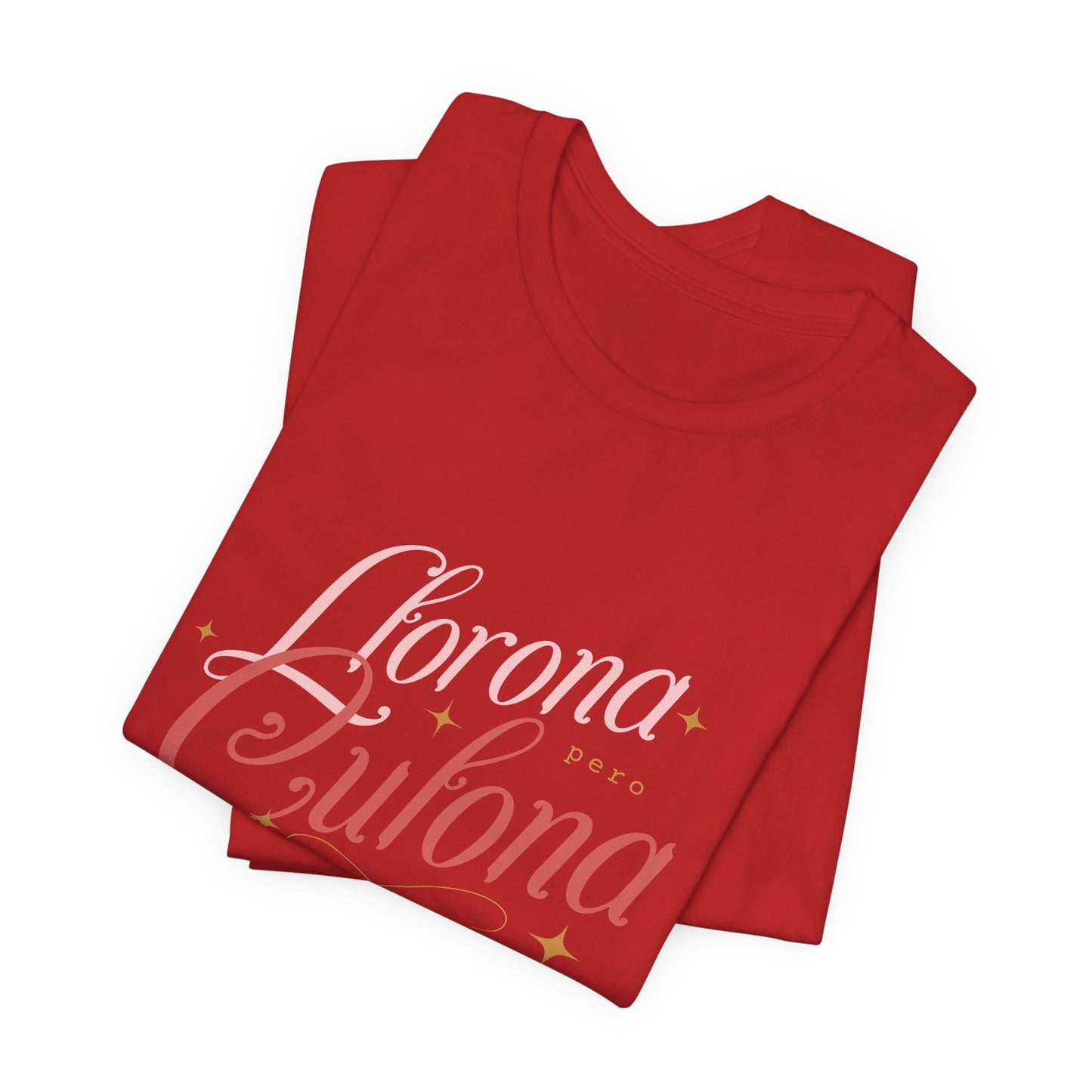 Corona Cubana Script Tee — Retro Cuban Text Graphic T-Shirt