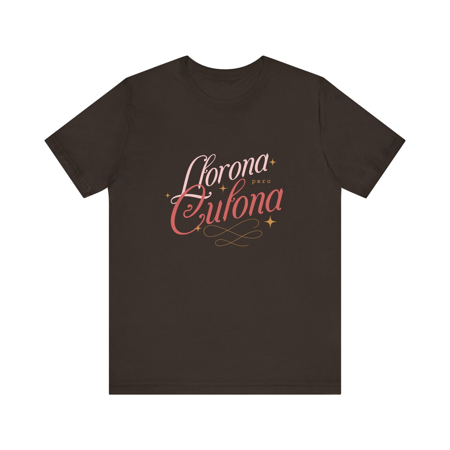 Corona Cubana Script Tee — Retro Cuban Text Graphic T-Shirt