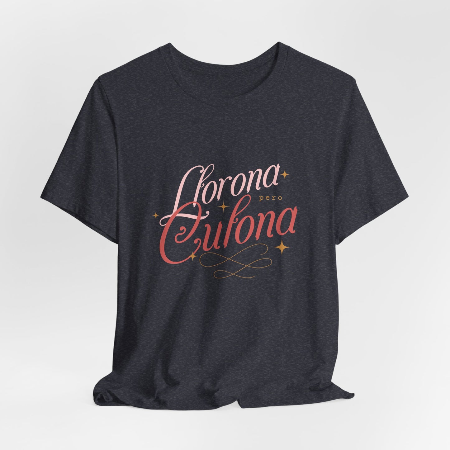 Corona Cubana Script Tee — Retro Cuban Text Graphic T-Shirt