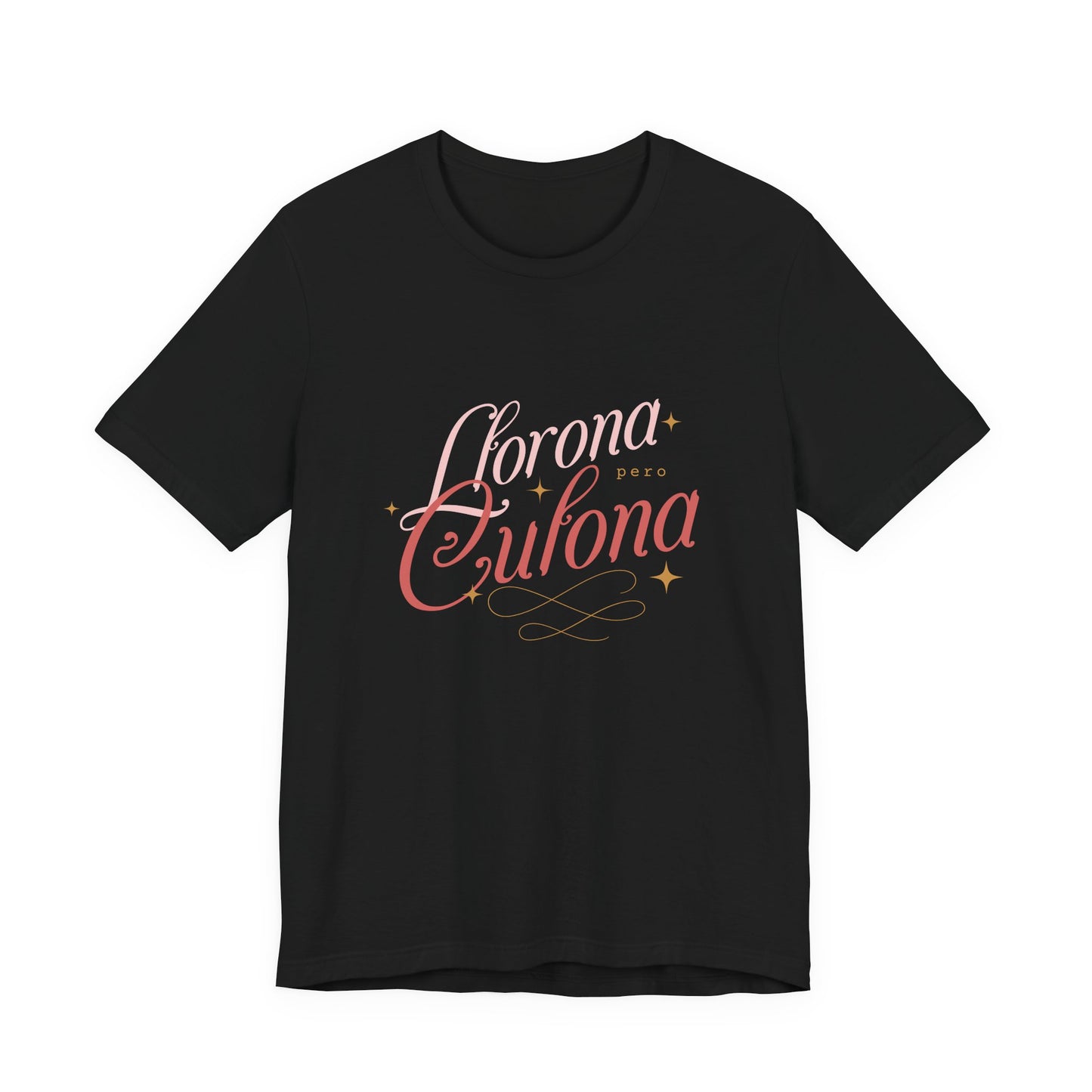 Corona Cubana Script Tee — Retro Cuban Text Graphic T-Shirt
