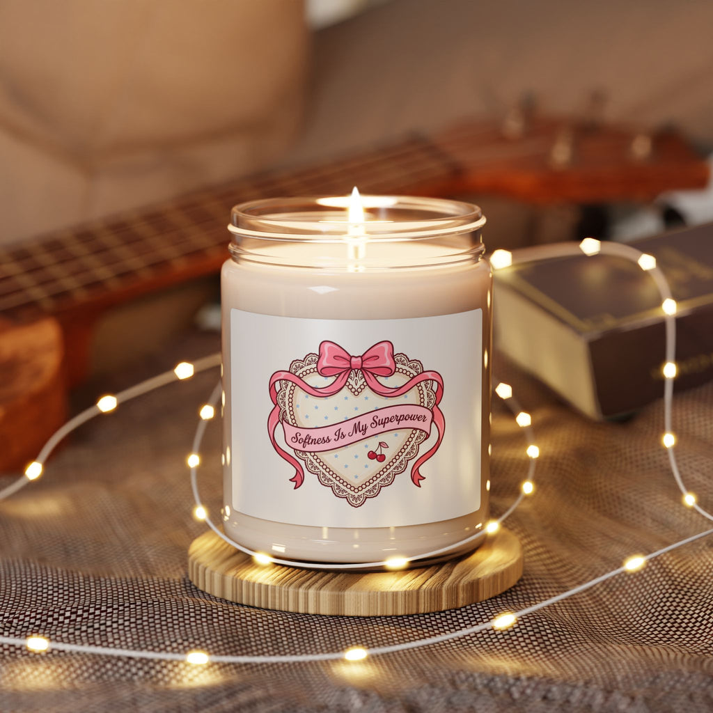Dainty Ribbon Heart Soy Candle, Coquette Pastel, Bowcore Candle