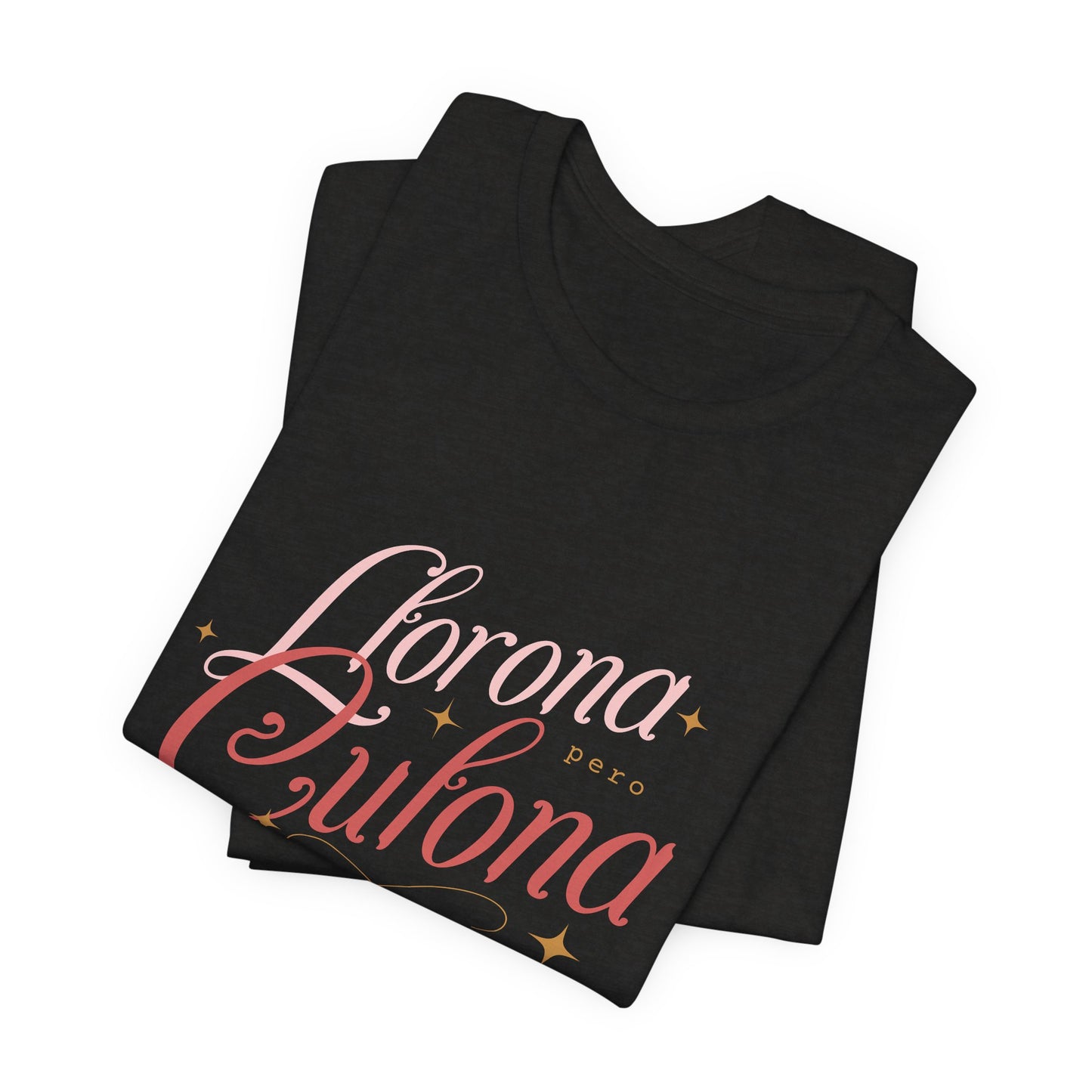 Corona Cubana Script Tee — Retro Cuban Text Graphic T-Shirt