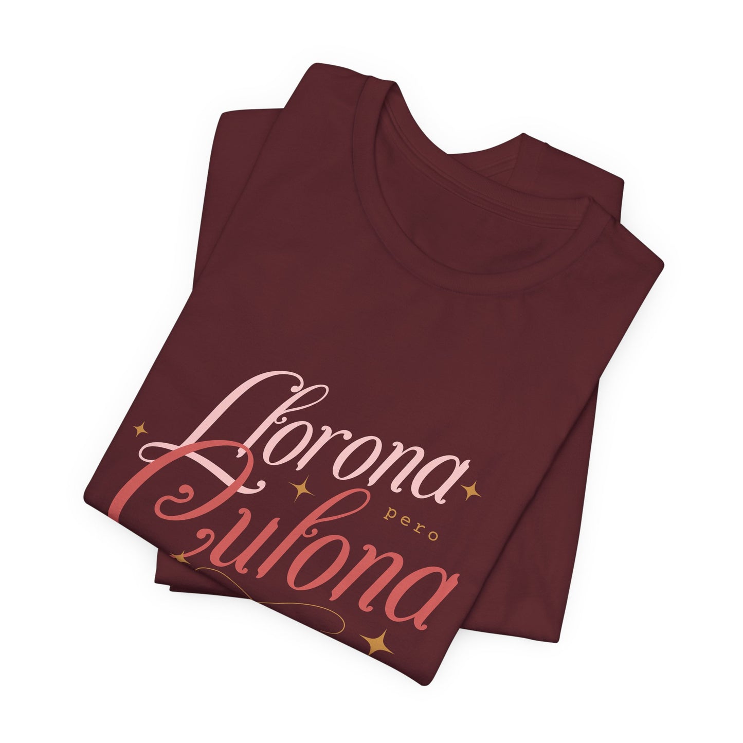 Corona Cubana Script Tee — Retro Cuban Text Graphic T-Shirt