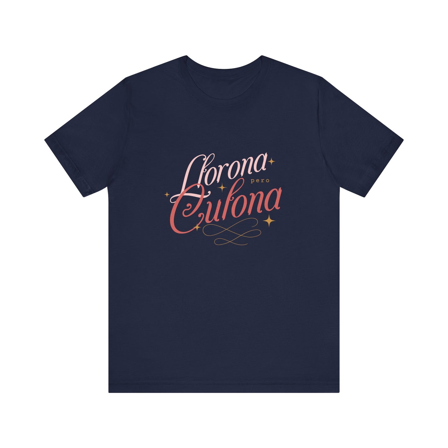 Corona Cubana Script Tee — Retro Cuban Text Graphic T-Shirt