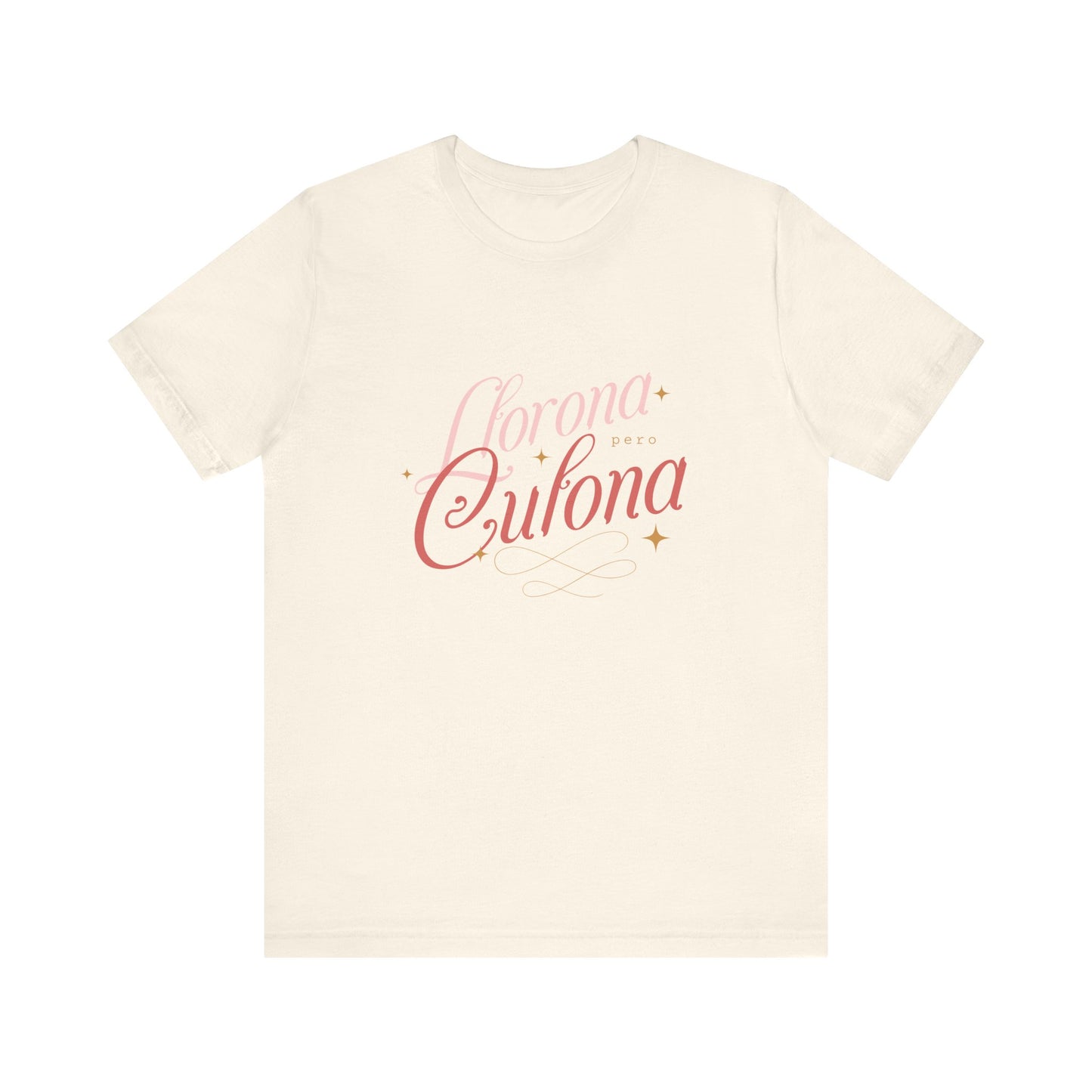 Corona Cubana Script Tee — Retro Cuban Text Graphic T-Shirt
